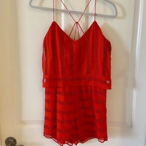 Revolve Saylor Brenda Strappy Romper in Grenadine Size Small Red Valentines